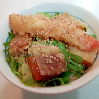 サラダ菜と南瓜・えび天丼